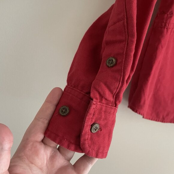 Vintage Lauren Ralph Lauren Women SZ S Red Mesh Pocketed L/Sleeve Barn Shacket - Picture 4 of 11